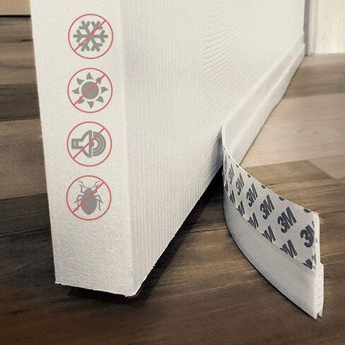 Under Door Draft Stopper, 39" Under Door Seal for Exterior/Interior Doors Door Sweep Strip Soundproof Dustyproof Door Bottom Weather Stripping Self Adhesive Foam Under Door Draft Blocker，White 2 Pack in Saudi Arabia