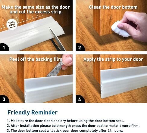 Under Door Draft Stopper, 39" Under Door Seal for Exterior/Interior Doors Door Sweep Strip Soundproof Dustyproof Door Bottom Weather Stripping Self Adhesive Foam Under Door Draft Blocker，White 2 Pack in Saudi Arabia