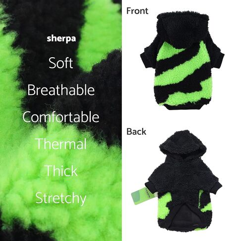سترة بقلنسوة للكلاب من Fitwarm Camo Sherpa، ملابس للكلاب الصغيرة والبنات والأولاد، معطف شتوي للحيوانات الأليفة، ملابس للقطط، أخضر ليموني، مقاس كبير in Kuwait