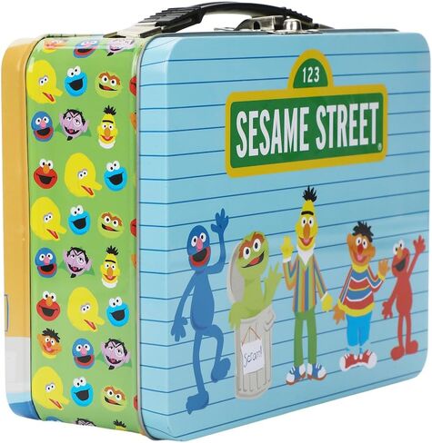 Bioworld Sesame Street Neighborhood Characters Blue Tin Tote, Multicolored, OSFA in Saudi Arabia