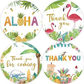 80 ملصق استوائي بعبارة Thank You، ملصقات حفلات عيد ميلاد شاطئ الاناناس، ملصقات حفلات استقبال المولود الصيفي، ملصقات هدايا حفلات تيكي هاواي لواو فلامينغو (2 انش) in Kuwait