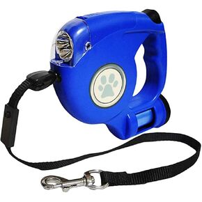 JEBBLAS Dog Retractable Leashes with Flashlight and Waste Bag Dispenser, 3 in 1 Automatic 15ft Dog Walking Leash with Anti-Slip Handle, Red