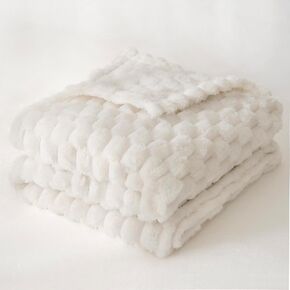 HOMRITAR Baby Blanket for Unisex 3D Jacquard Fluffy Fuzzy Toddler Blanket, Soft Warm Cozy Flannel Fleece Warm Blanket for Boys Girls Infant Nursery, Stroller (30 x 40 Inch, Khaki)