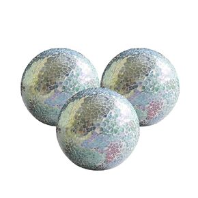 WHOLE HOUSEWARES | Decorative Balls | Set of 3 Glass Mosaic Orbs for Bowls | 4" Diameter | Table Centerpiece | Coffee Table and House Decor (Green-Multi) in Kuwait