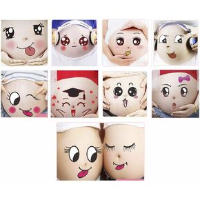 Nirbffo Women Pregnant Body Belly Pregnancy Photographs Belly Painting Photo Cute Stickers Maternity Memento Photo Props 10Pieces/Set