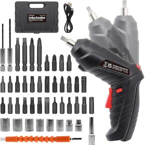 Cordless Electric Screwdriver, 3.6V Rechargeable Power Screwdriver with 47 pcs Accessories, usb charging, 3Nm Screw Gun, mini Carrying screwdriver set ​with LED Light for Father's Day Gift