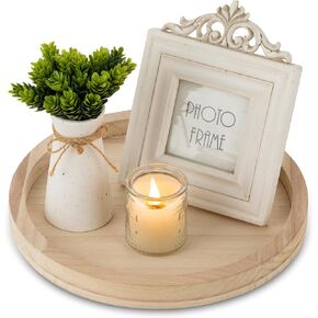 صينية شموع خشبية مستديرة من Hanobe: حامل شموع خشبي ريفي، حامل عمود متعثر، قاعدة لوحة ضوء الشاي في غرفة المعيشة، قطعة مركزية لطاولة القهوة في المطبخ، ديكور المنزل، 11.8 بوصة in Kuwait