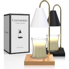 CozyBerry® Glass Candle Warmer Lamp, Compatible with Yankee Candle Large Jar, Candle Lamp, Dimmable, Timer Candle Melter for Scented Candle, Wax Melt, Small & Large Size Jar Candles (Cone, Auto Timer)