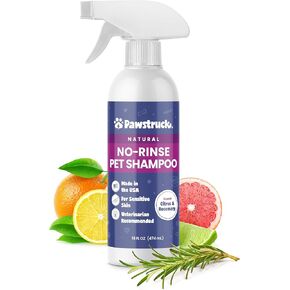 Pawstruck Natural No-Rinse Dry Shampoo for Dogs, Puppies, & Other Pets, Citrus & Rosemary - Waterless Deodorizing Spray Made in USA to Freshen & Remove Odors - 16 fl oz - Packaging May Vary in Kuwait