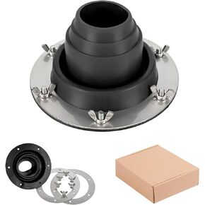 Tent Stove Jack Kit Black, Silicone High Temp Flexible Roof Jack Pipe Boot Metal Roofing Pipe Flashing, Tent Roof Stove Jack Kit for Bell Tent,Yurt,Wood Burner,Travel Stove (Pipe OD 1 3/4"-3 1/4")