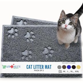 Andalus Small Cat Litter Mat, Pack of 1 - Waterproof, Non-Slip & Easy to Clean Cat Litter Box Mat for Extra Efficient Pet Litter-Trapping, Grey (15.75" X 11.75") in Saudi Arabia