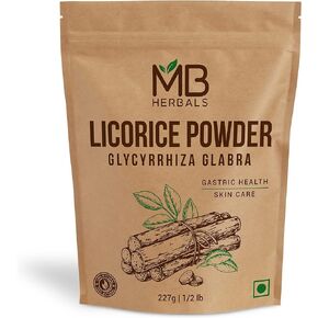 مسحوق جذور عرق السوس من إم بي هيربالز 227 جم | نصف كجم | 100% جليسيسيرهيزا غلابرا | موليثي | ياشتيمادو | صحة الجهاز التنفسي | التهاب الحلق | مبيض طبيعي للبشرة (عند استخدامه في عبوة الوجه) in Kuwait