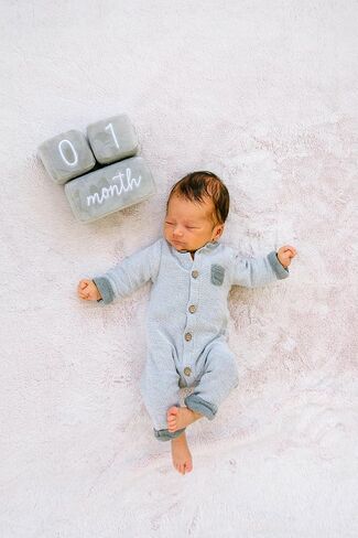 Pearhead Monthly Milestone Photo Blanket and Newborn Photo Props Keepsake Set, Baby Milestone Picture Background, Black and Teal in Saudi Arabia