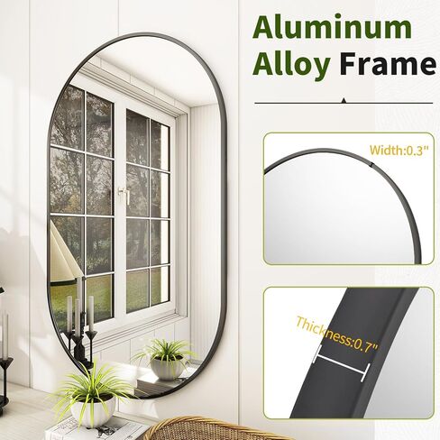 مرآة مثبتة على الحائط من بيوتيبيك، مرآة حمام بيضاوية مقاس 17 بوصة × 30 بوصة، مرآة حائط ذهبية مع إطار معدني للتعليق الرأسي والأفقي، مثالية لغرفة النوم والمدخل وغرفة المعيشة in Kuwait