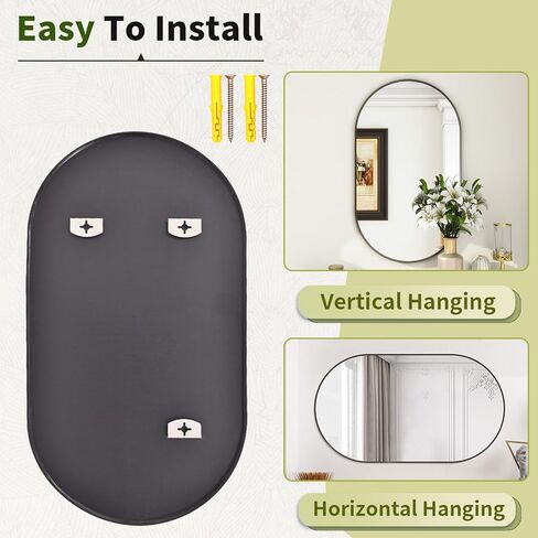 مرآة مثبتة على الحائط من بيوتيبيك، مرآة حمام بيضاوية مقاس 17 بوصة × 30 بوصة، مرآة حائط ذهبية مع إطار معدني للتعليق الرأسي والأفقي، مثالية لغرفة النوم والمدخل وغرفة المعيشة in Kuwait