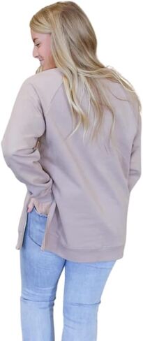 Movemama Crew Neck Nursing Sweatshirt, Breastfeeding Hoodie, Double Side Zipper Access in Kuwait