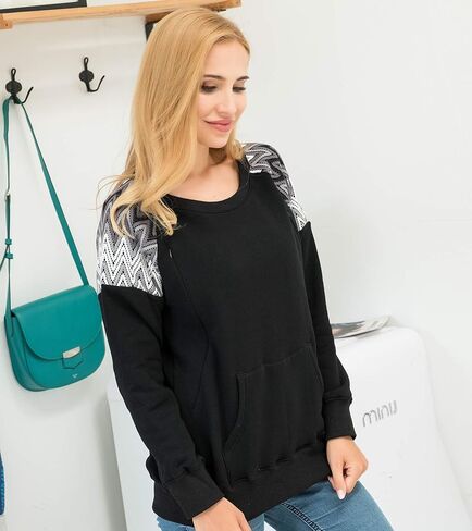 سترة Bearsland النسائية من الصوف ملابس الأمومة، سويت شيرت للرضاعة الطبيعية in Kuwait