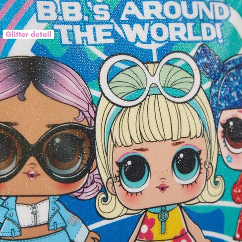 شنطة ظهر ال او ال سربرايز 16 انش مع صندوق غداء للبنات، حزمة قيمة، بينك وازرق in Kuwait