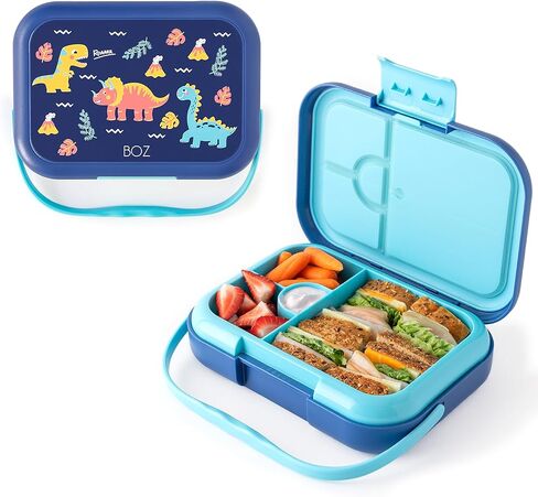 BOZ Bento Box for Kids - Kids Bento Lunch Box for Ages 3 to 7 – Toddler Lunch Box for Daycare – Leak Proof 4 Compartments Kids Lunch Container – Dishwasher Safe Kids Bento Box – Dinosaur Lunch Box in Kuwait
