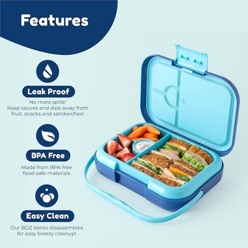 BOZ Bento Box for Kids - Kids Bento Lunch Box for Ages 3 to 7 – Toddler Lunch Box for Daycare – Leak Proof 4 Compartments Kids Lunch Container – Dishwasher Safe Kids Bento Box – Dinosaur Lunch Box in Kuwait