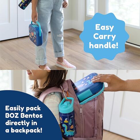 BOZ Bento Box for Kids - Kids Bento Lunch Box for Ages 3 to 7 – Toddler Lunch Box for Daycare – Leak Proof 4 Compartments Kids Lunch Container – Dishwasher Safe Kids Bento Box – Dinosaur Lunch Box in Kuwait