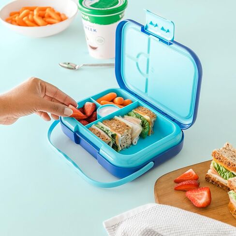 BOZ Bento Box for Kids - Kids Bento Lunch Box for Ages 3 to 7 – Toddler Lunch Box for Daycare – Leak Proof 4 Compartments Kids Lunch Container – Dishwasher Safe Kids Bento Box – Dinosaur Lunch Box in Kuwait