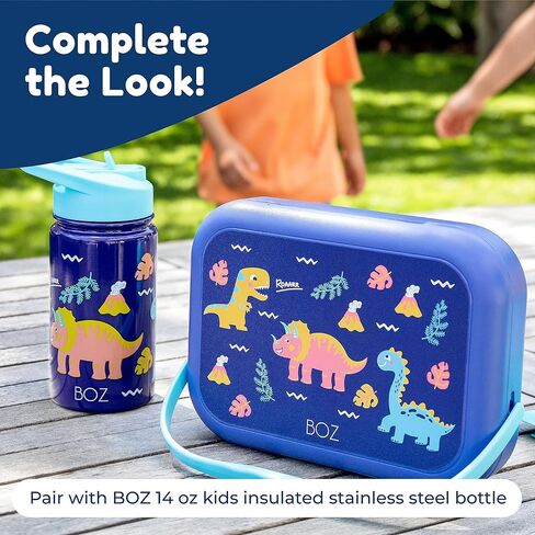 BOZ Bento Box for Kids - Kids Bento Lunch Box for Ages 3 to 7 – Toddler Lunch Box for Daycare – Leak Proof 4 Compartments Kids Lunch Container – Dishwasher Safe Kids Bento Box – Dinosaur Lunch Box in Kuwait