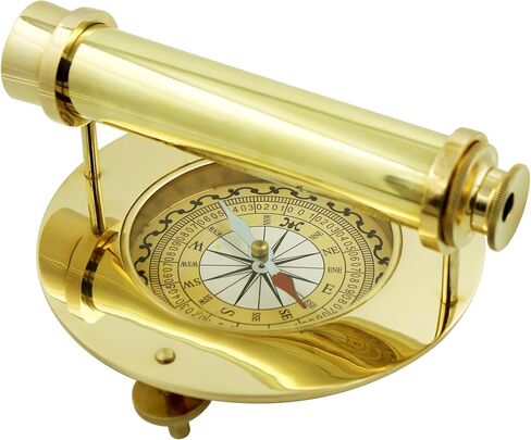 Handcrafted Trading Co. Decorative Brass Alidade Telescope, Nautical Table Decoration Compass (11 x 6 inches) in Saudi Arabia