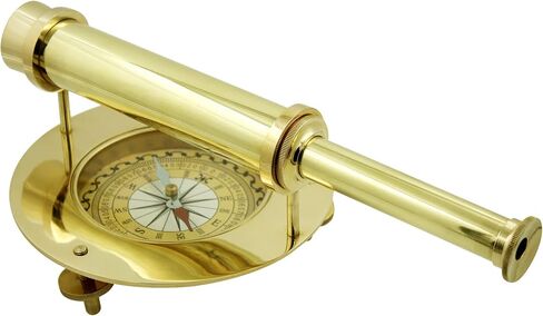 Handcrafted Trading Co. Decorative Brass Alidade Telescope, Nautical Table Decoration Compass (11 x 6 inches) in Saudi Arabia
