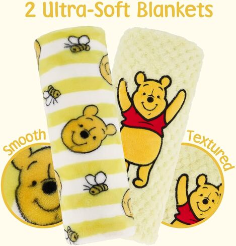 Disney 2-Pack Baby Blanket for Infants and Newborns, Plush Textured Fleece Mickey Mouse Blanket, for Toddler Boys in Kuwait