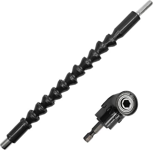 وصلة لقمة مرنة مع محول لقمة بزاوية يمنى 105 درجة لمفكات الطاقة، وصلة لقمة قابلة للانحناء بطول 10 بوصة (مجموعة واحدة) in Kuwait