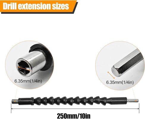 وصلة لقمة مرنة مع محول لقمة بزاوية يمنى 105 درجة لمفكات الطاقة، وصلة لقمة قابلة للانحناء بطول 10 بوصة (مجموعة واحدة) in Kuwait