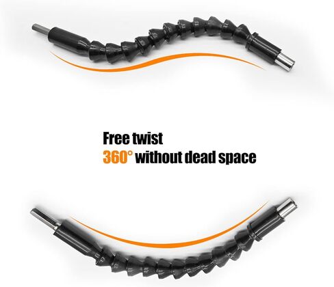 وصلة لقمة مرنة مع محول لقمة بزاوية يمنى 105 درجة لمفكات الطاقة، وصلة لقمة قابلة للانحناء بطول 10 بوصة (مجموعة واحدة) in Kuwait