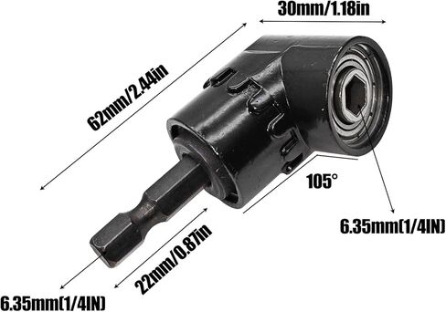 وصلة لقمة مرنة مع محول لقمة بزاوية يمنى 105 درجة لمفكات الطاقة، وصلة لقمة قابلة للانحناء بطول 10 بوصة (مجموعة واحدة) in Kuwait