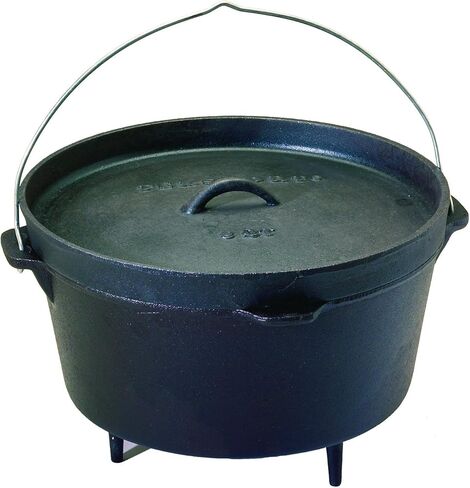 Texsport Cast Iron Dutch Oven with Legs, Lid, Dual Handles and Easy Lift Wire Handle, 8 Quart in Kuwait