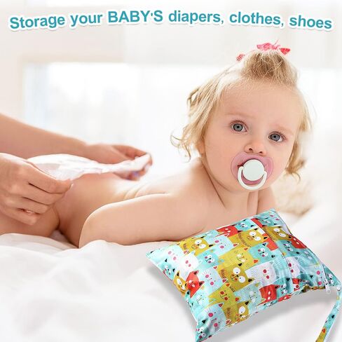 Woanger 6 Pack Wet Dry Bags for Baby Cloth Diapers Waterproof Reusable Wet Bags with Two Zippered Pockets Beach Pool Gym Travel Bags for Swimsuit Beach Pool Daycare Yoga Gym Dirty Wet Clothes in Saudi Arabia