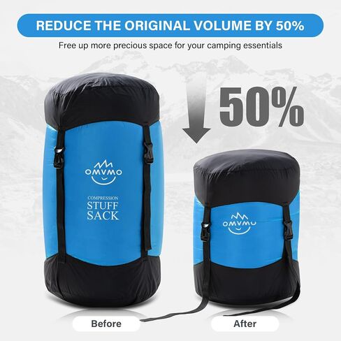 كيس ضغط OMVMO، 12L/19L/32L/46L/53L كيس نوم مقاوم للماء، حقيبة تخزين من النايلون مضادة للتمزق خفيفة للغاية 400T 20D، معدات توفير المساحة للتخييم والمشي لمسافات طويلة والسفر in Kuwait