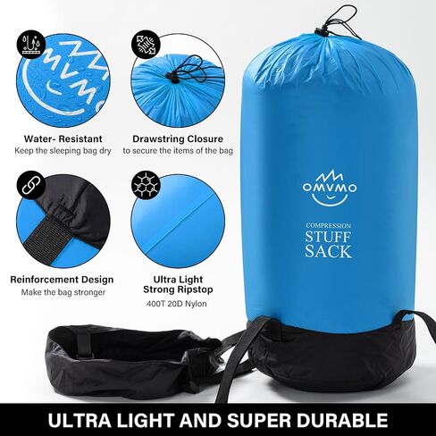 كيس ضغط OMVMO، 12L/19L/32L/46L/53L كيس نوم مقاوم للماء، حقيبة تخزين من النايلون مضادة للتمزق خفيفة للغاية 400T 20D، معدات توفير المساحة للتخييم والمشي لمسافات طويلة والسفر in Kuwait