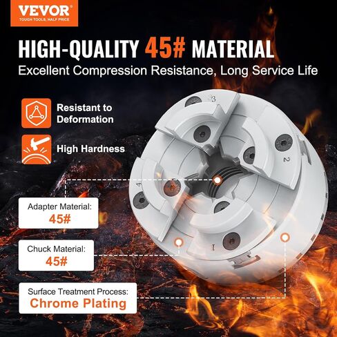 ظرف مخرطة VEVOR KP965، قطر 4 فك 3.75 بوصة، ملحقات آلة تحول تشاك المخرطة المعدنية مع 5 مجموعات من الفكين، أداة ذاتية التمركز، للتصنيع الدقيق، آلات الطحن، آلات الطحن in Saudi Arabia