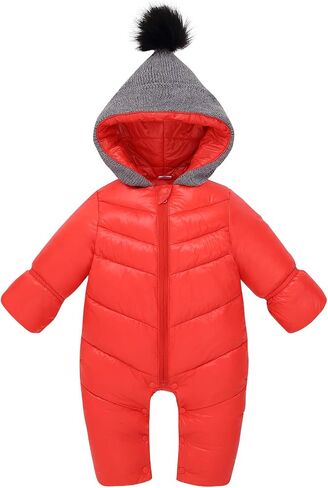 Happy Cherry Baby Snowsuit رومبير زيبر الحشو نيسيي كم طويل الشتاء سترة منتفخة مقنعين بذلة أسفل معطف in Saudi Arabia