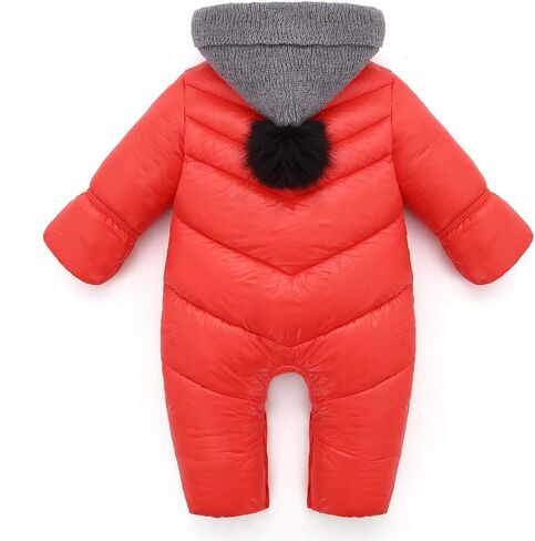 Happy Cherry Baby Snowsuit رومبير زيبر الحشو نيسيي كم طويل الشتاء سترة منتفخة مقنعين بذلة أسفل معطف in Saudi Arabia