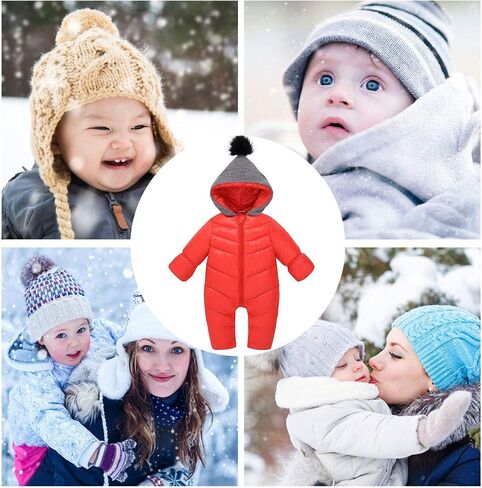 Happy Cherry Baby Snowsuit رومبير زيبر الحشو نيسيي كم طويل الشتاء سترة منتفخة مقنعين بذلة أسفل معطف in Saudi Arabia