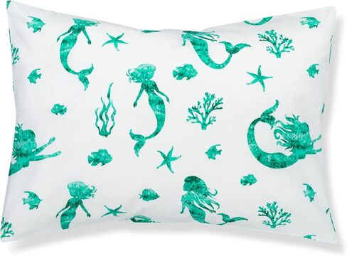 Addison Belle 100% Cotton Toddler Pillowcase 2 Pack - Alphabet+Mermaid - Fits Both 13"x18" and 14"x19" Pillows - Soft, Durable & Breathable in Kuwait