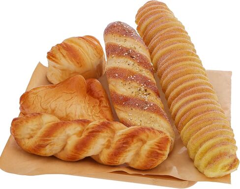 Woration 5pcs Artificial Bread Set Realistic Fake PU Food for Shop Display Kitchen Home DIY Decoration Simulation Baguette Model Photography Prop in Kuwait