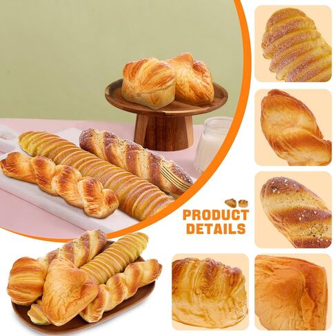Woration 5pcs Artificial Bread Set Realistic Fake PU Food for Shop Display Kitchen Home DIY Decoration Simulation Baguette Model Photography Prop in Kuwait