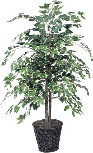 Vickerman Everyday 4' Artificial Variegated Ficus Bush in a Black Plastic Pot - Lifelike Home Office Decor - Faux Indoor Potted Bush in Saudi Arabia