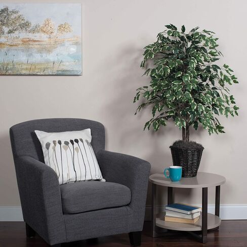 Vickerman Everyday 4' Artificial Variegated Ficus Bush in a Black Plastic Pot - Lifelike Home Office Decor - Faux Indoor Potted Bush in Saudi Arabia
