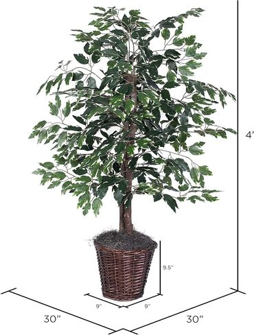 Vickerman Everyday 4' Artificial Variegated Ficus Bush in a Black Plastic Pot - Lifelike Home Office Decor - Faux Indoor Potted Bush in Saudi Arabia