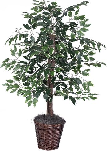 Vickerman Everyday 4' Artificial Variegated Ficus Bush in a Black Plastic Pot - Lifelike Home Office Decor - Faux Indoor Potted Bush in Saudi Arabia