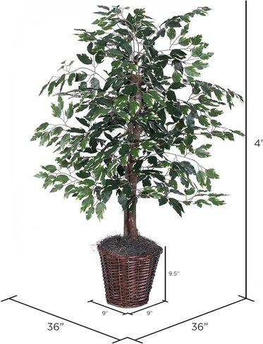 Vickerman Everyday 4' Artificial Variegated Ficus Bush in a Black Plastic Pot - Lifelike Home Office Decor - Faux Indoor Potted Bush in Saudi Arabia